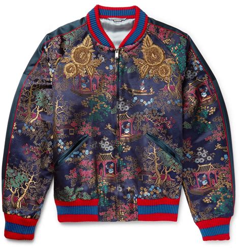 gucci embroidered jacquard bomber jacket|Gucci camouflage jacket.